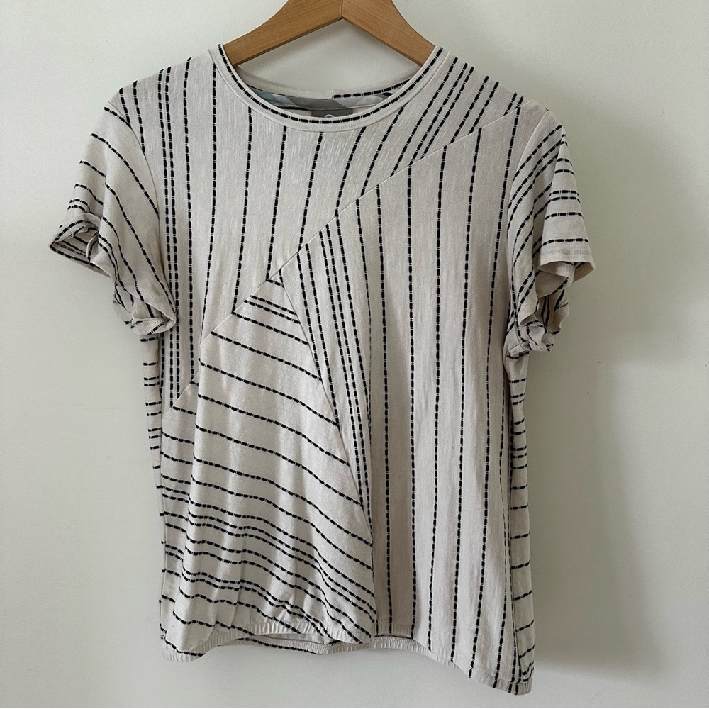 dolan Cream and Black Striped Short Sleeve Tee